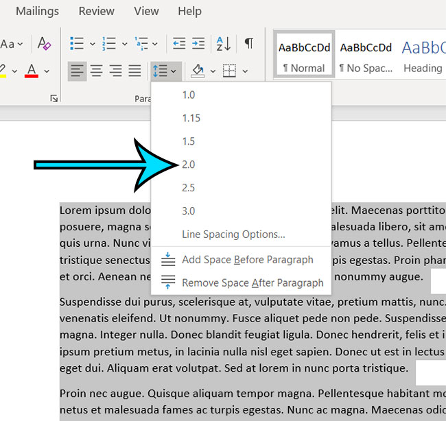 How to Apply Double Spacing in Microsoft Word for Office 365